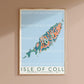 Isle of Coll Colourful Topography Map Print