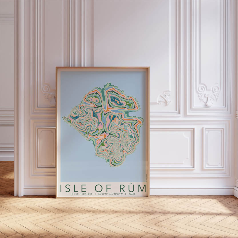 Isle of Rùm Colourful Topography Map Print