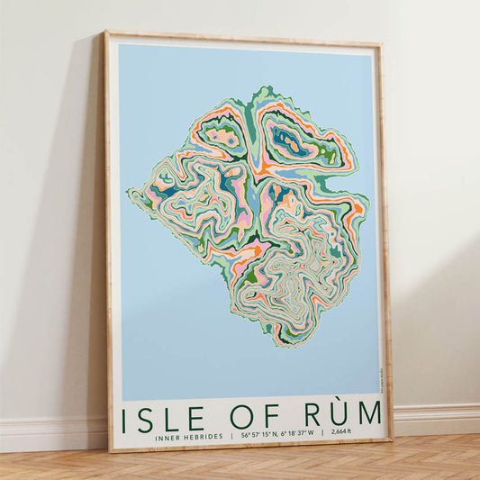 Isle of Rùm Colourful Topography Map Print