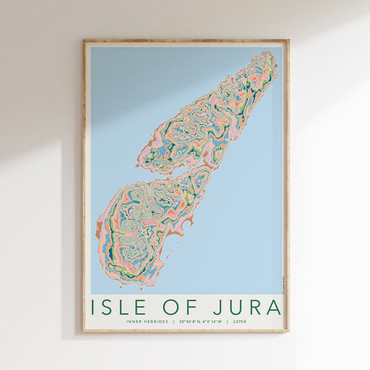 Isle of Jura Colourful Topography Map Print
