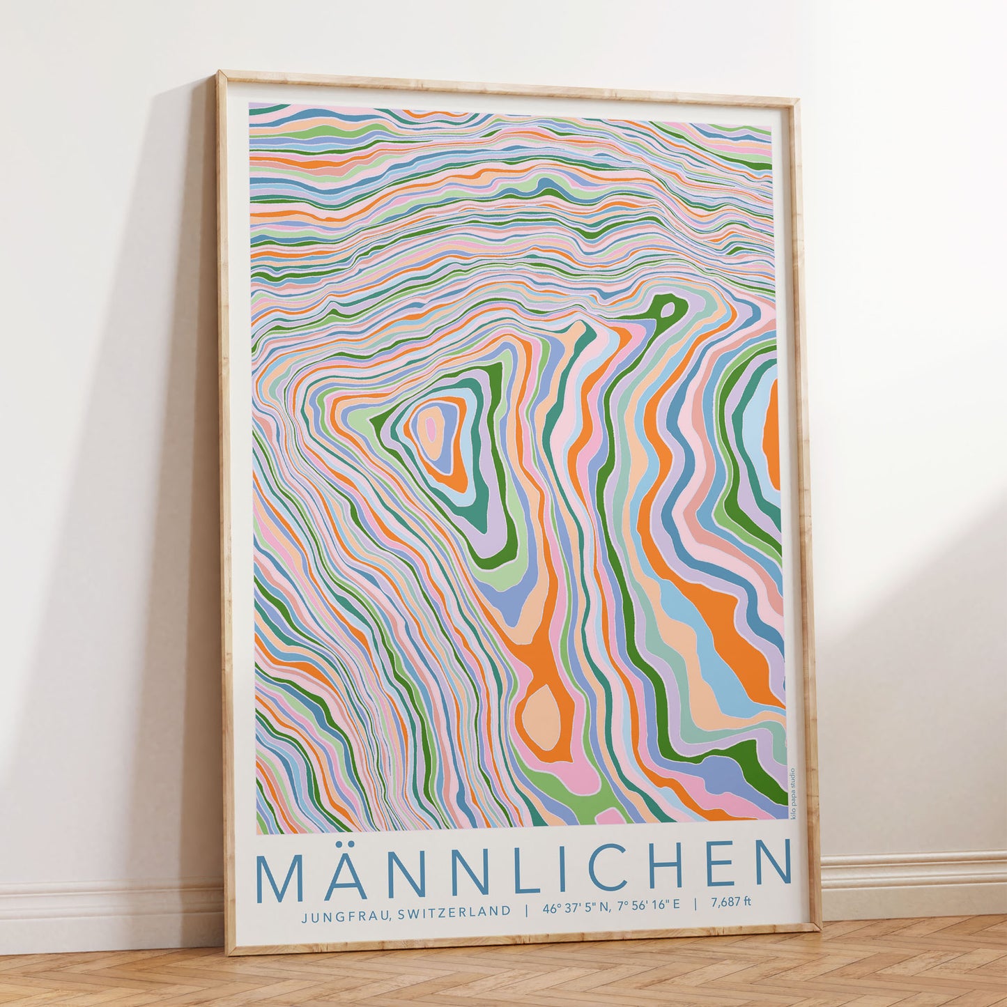 Männlichen Colourful Topography Map Print