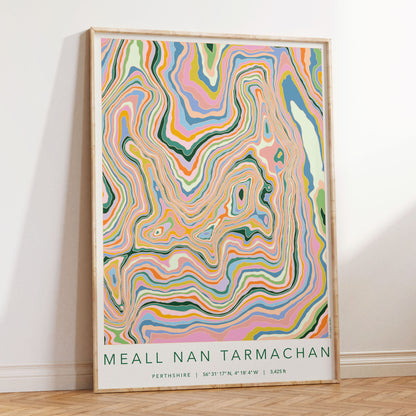 Meall Nan Tarmachan Colourful Topography Map Print