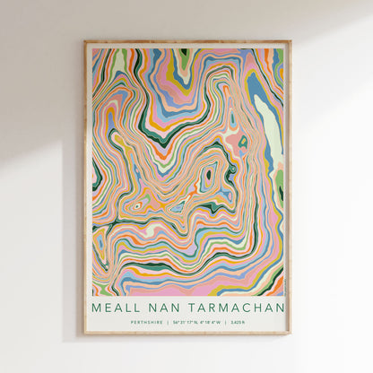 Meall Nan Tarmachan Colourful Topography Map Print