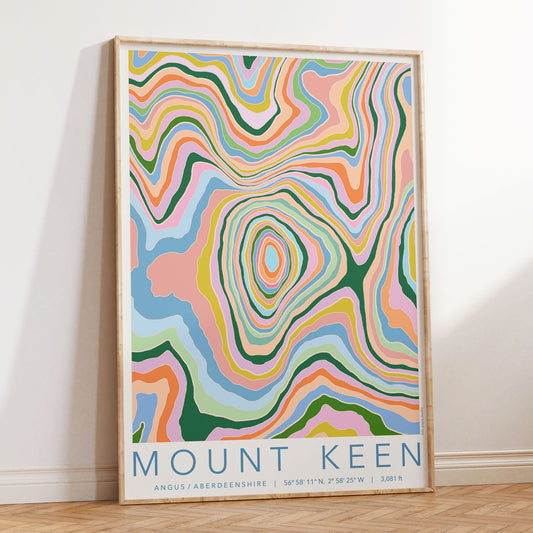 Mount Keen Colourful Topography Map Print