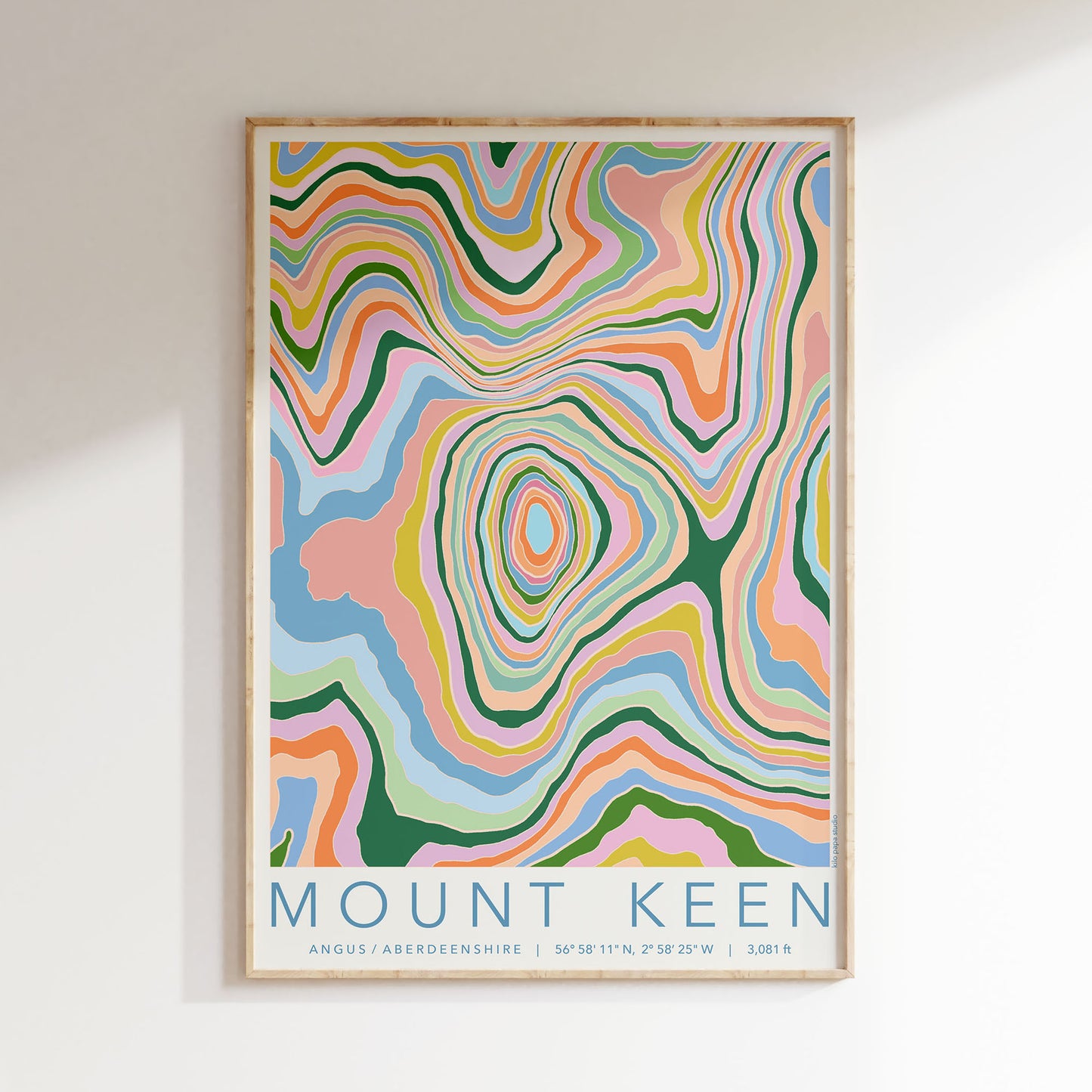 Mount Keen Colourful Topography Map Print