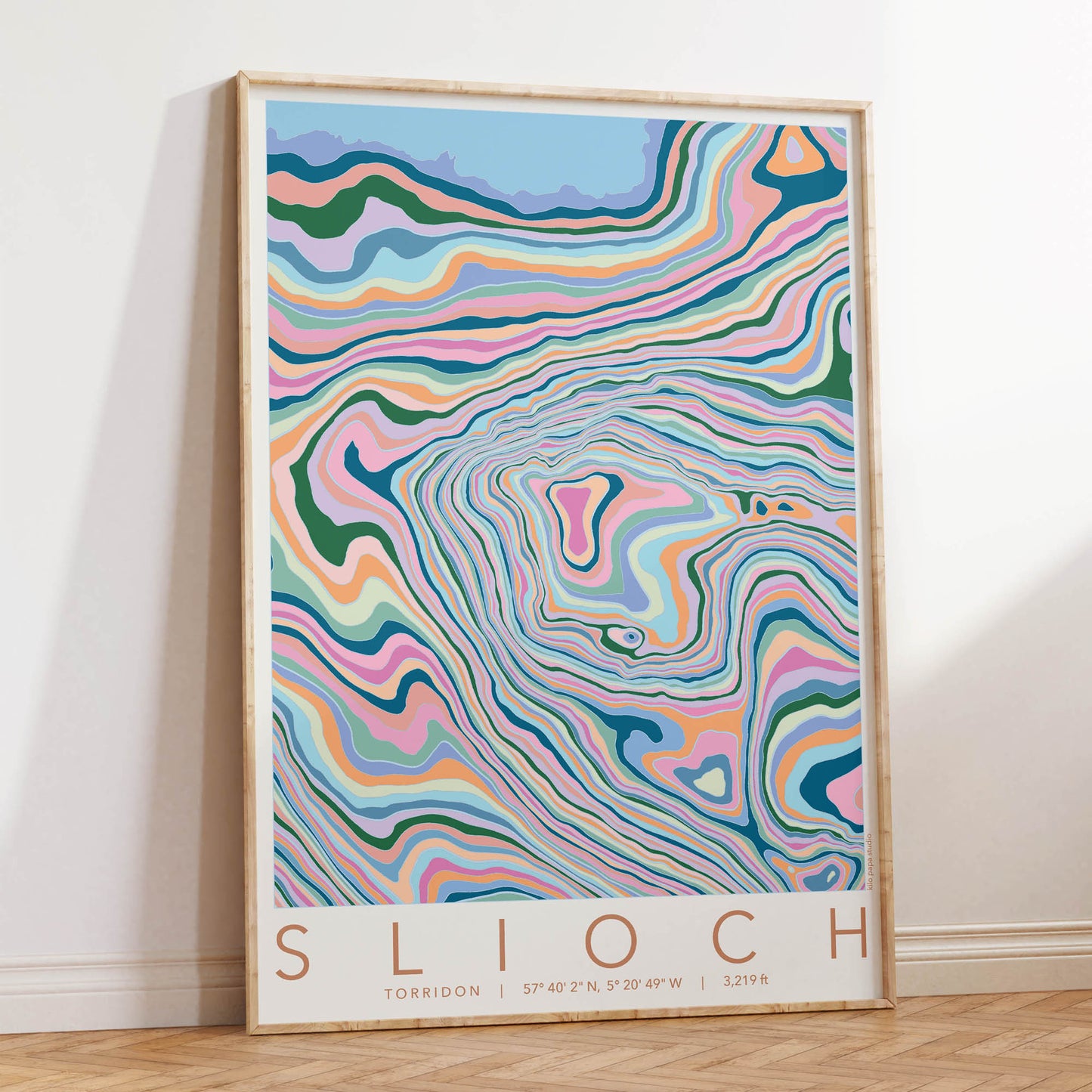 Slioch Colourful Topography Map Print
