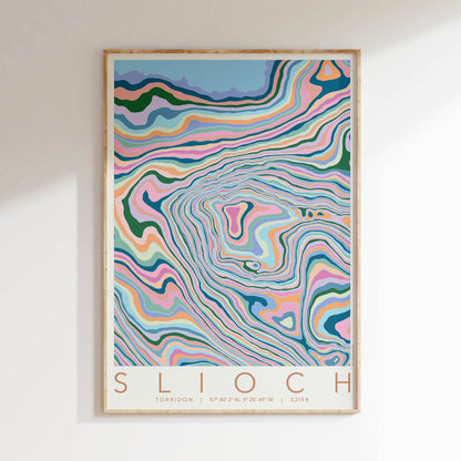 Slioch Colourful Topography Map Print