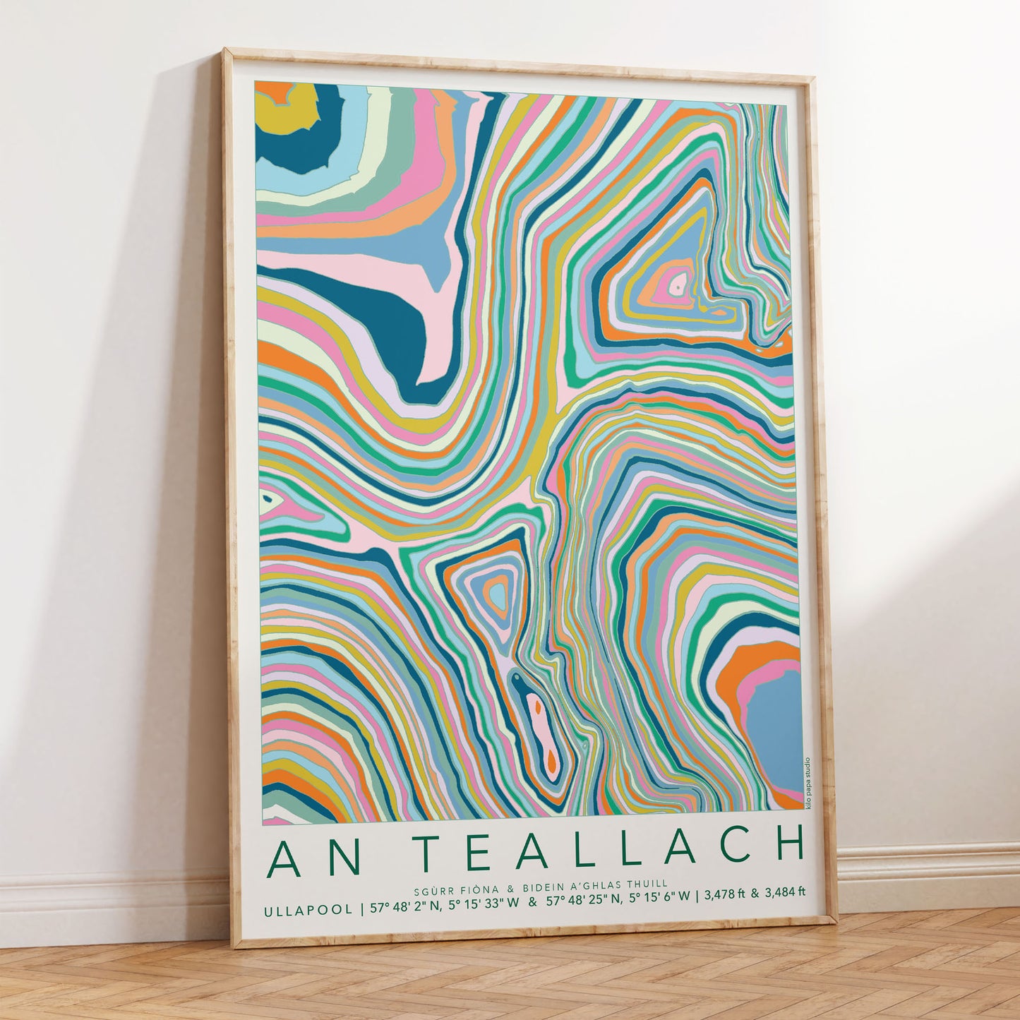 An Teallach Colourful Topography Map Print
