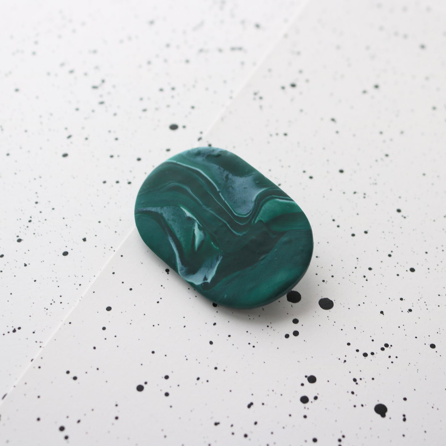 Waste Clay Brooch in Green Marble