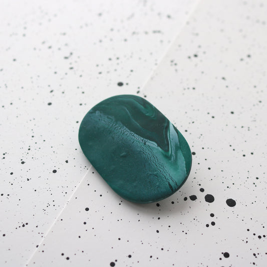 Waste Clay Brooch in Green Marble
