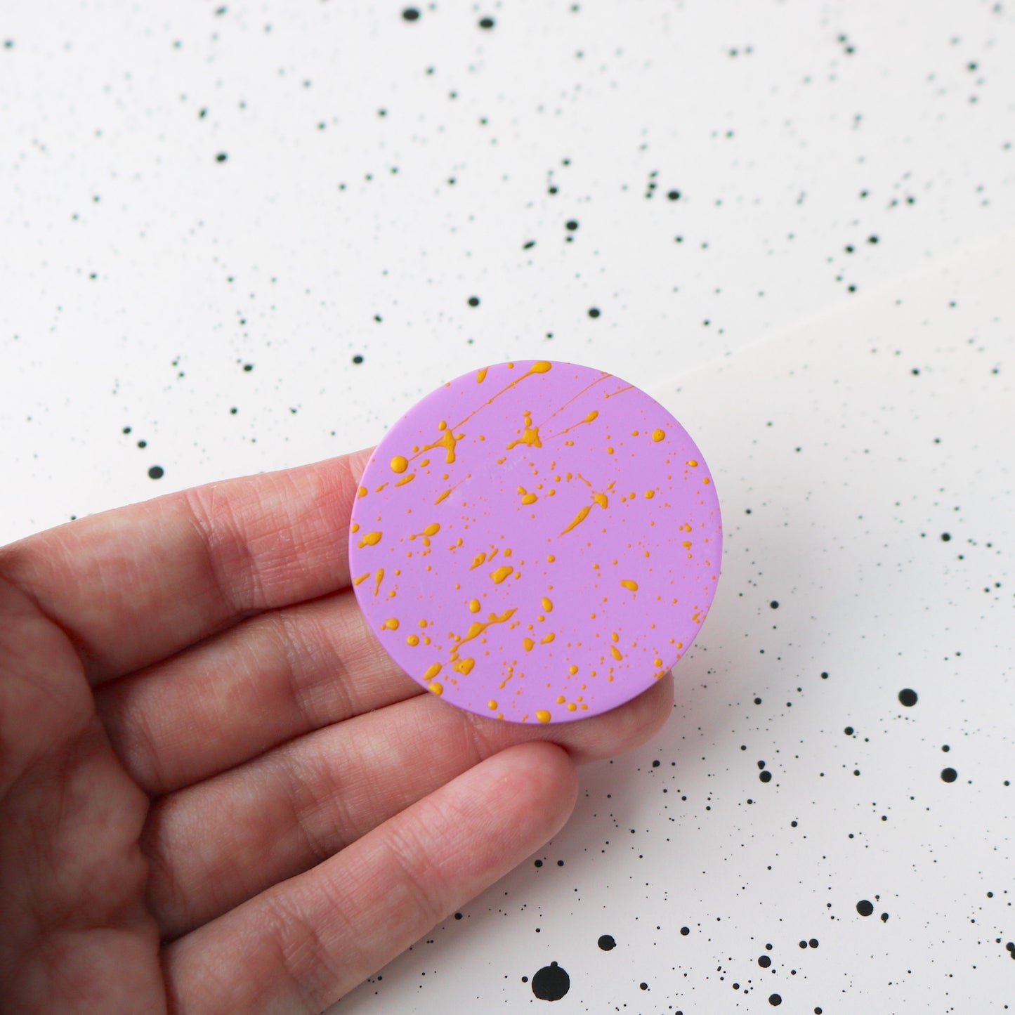 Round Brooch in Orchid + Mango Speck