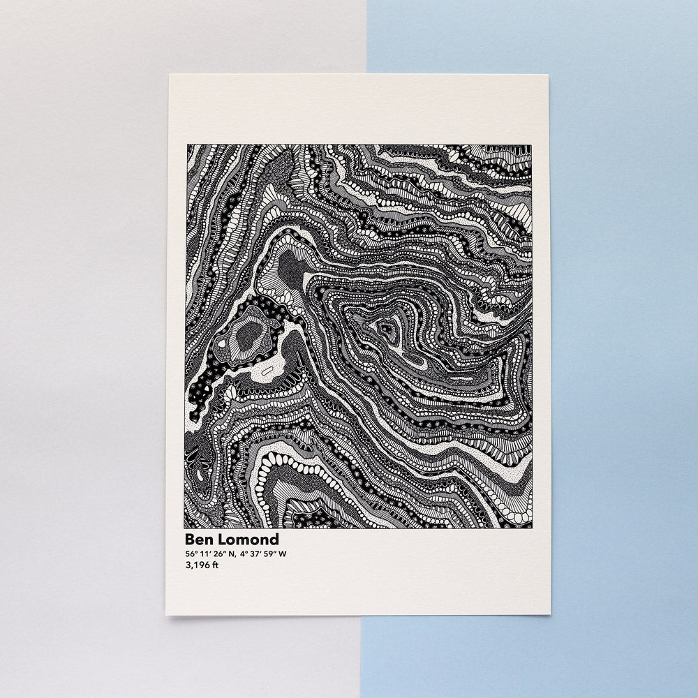 Ben Lomond Topography Map Print