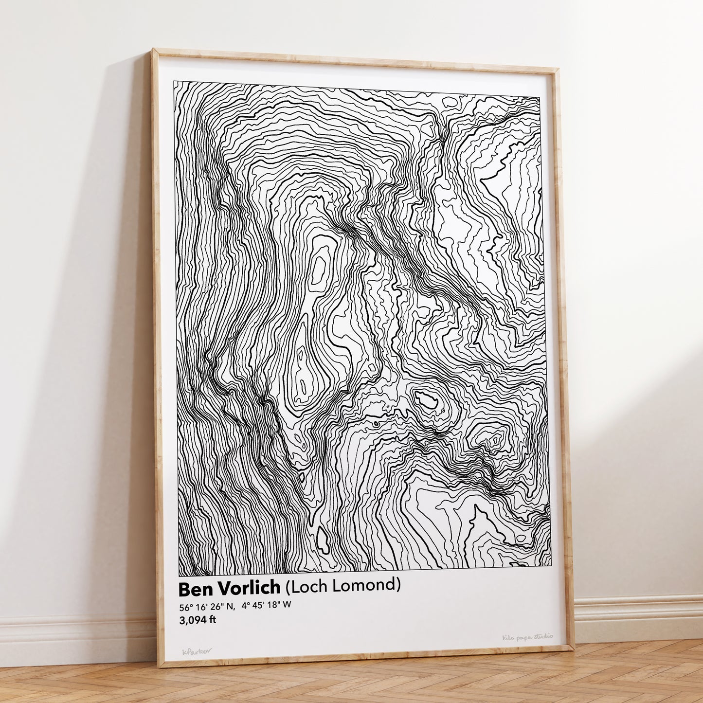 Ben Vorlich Loch Lomond Topography Map Print