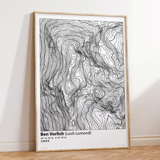 Ben Vorlich Loch Lomond Topography Map Print