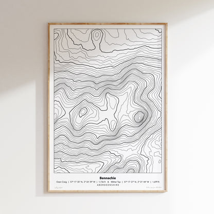 Bennachie Topography Map Print