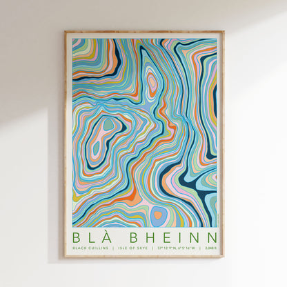 Blà Bheinn Colourful Topography Map Print