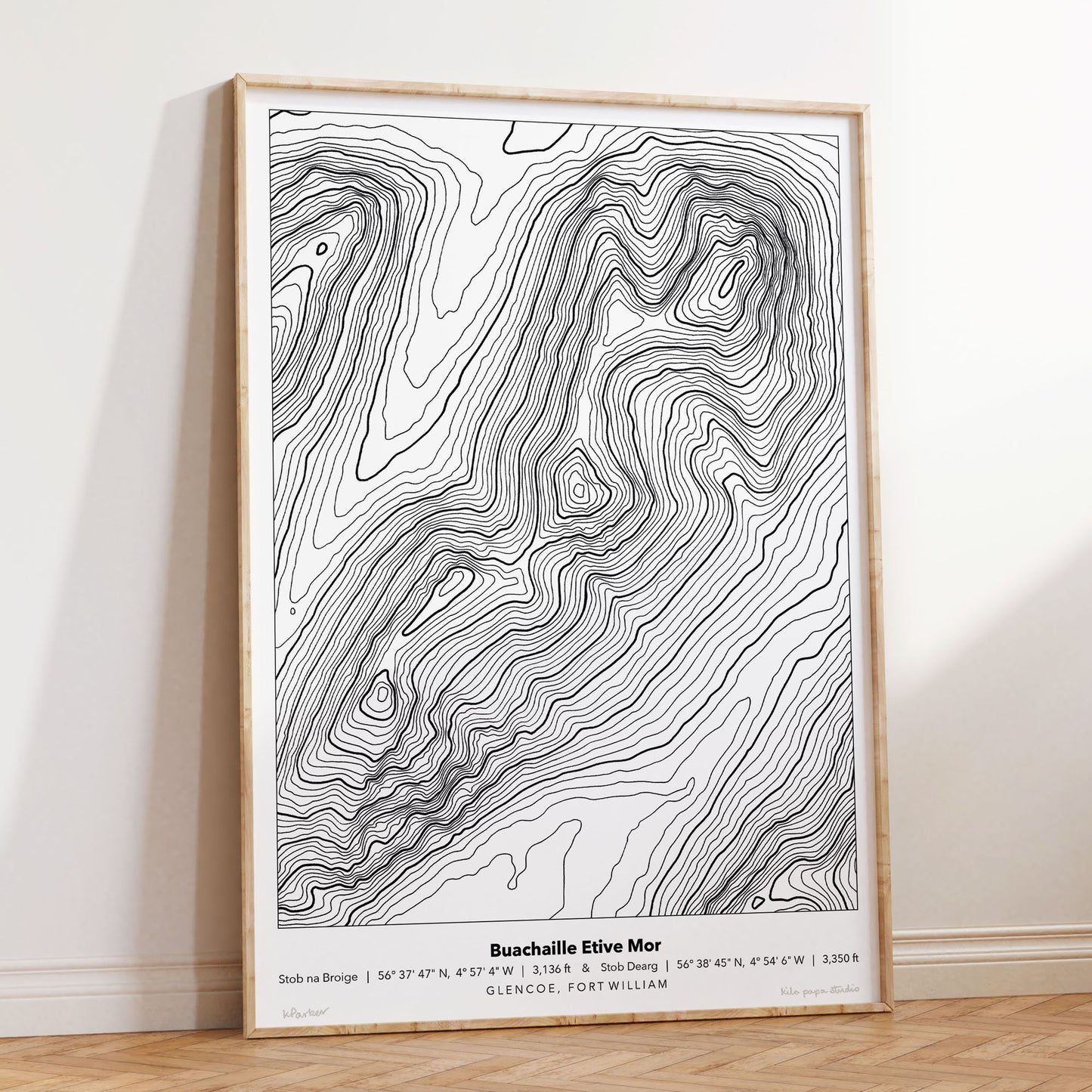 Buachaille Etive Mor Topography Map Print