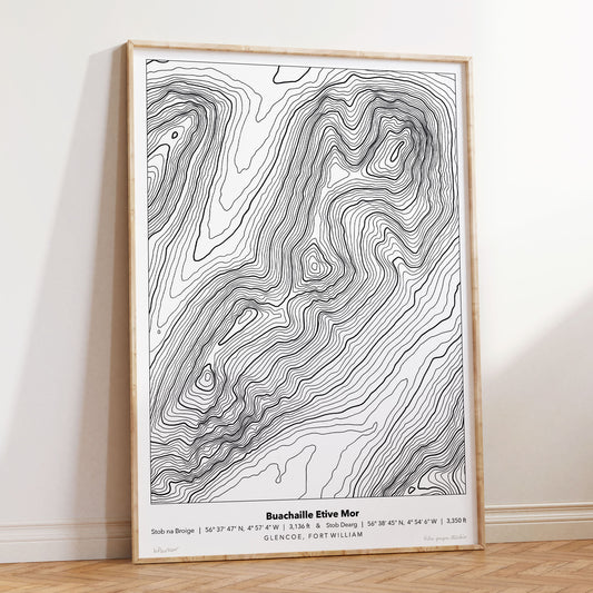 Buachaille Etive Mor Topography Map Print