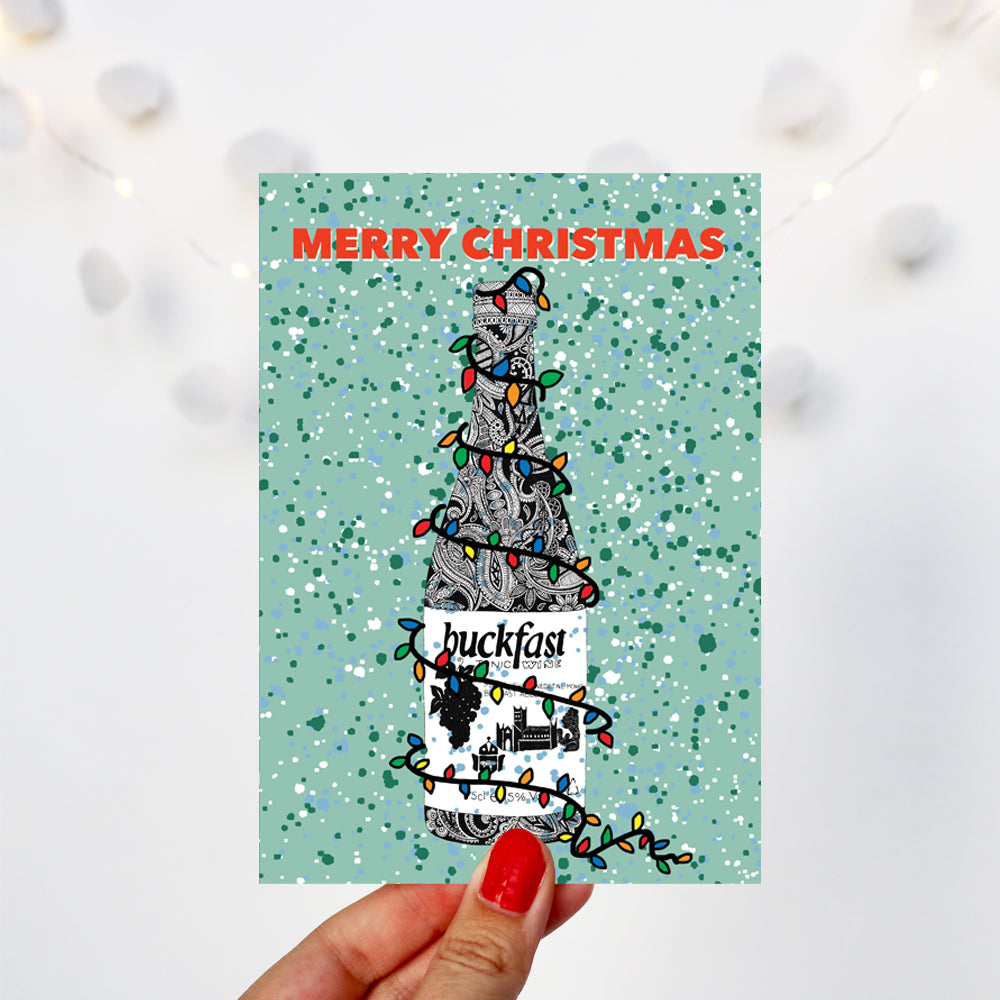 Scottish-themed-christmas-card-with-buckfast-bottle-on-it