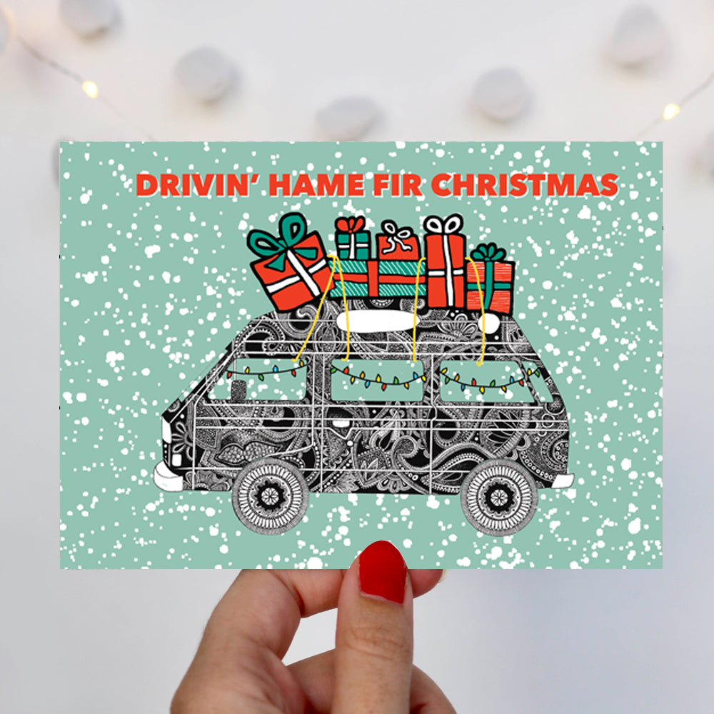 Scottish-themed-christmas-card-with-camper-van-and-presents