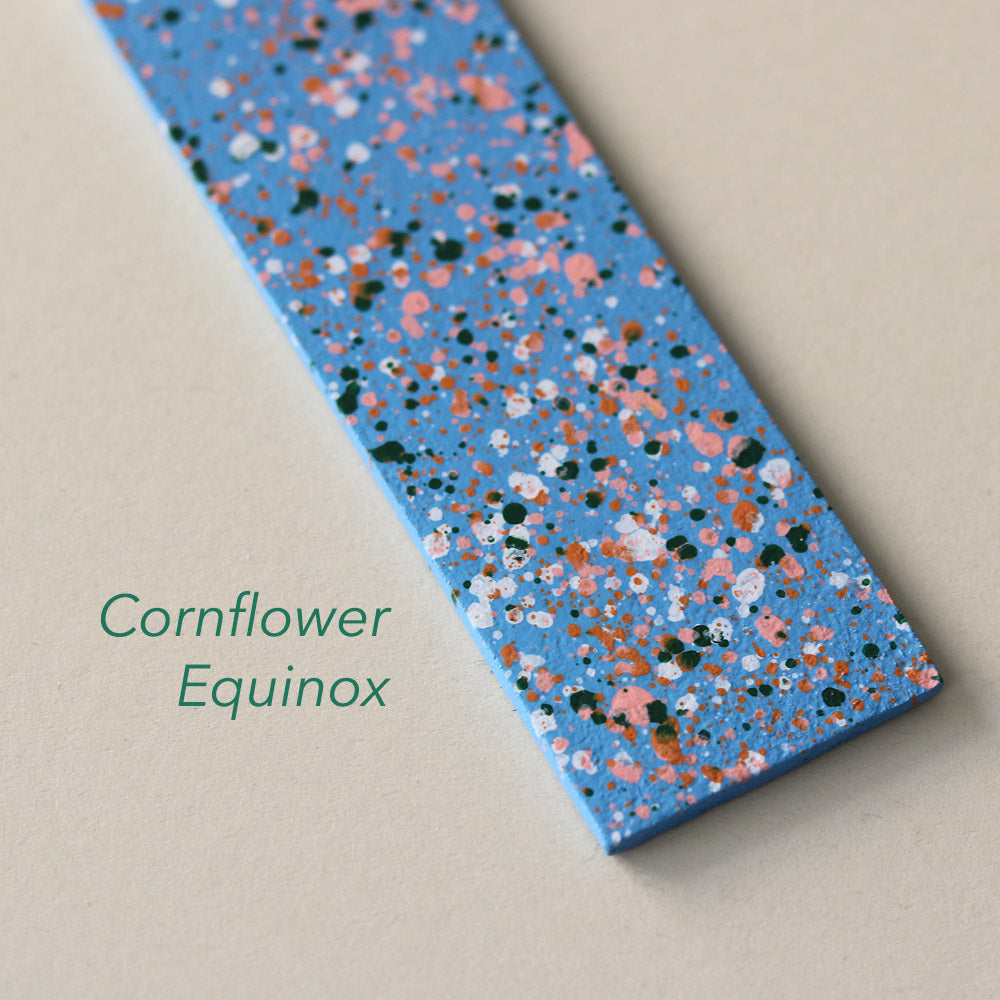 Sample paddle of Cornflower Equinox colour way for kilo papa studio's hand painted frames
