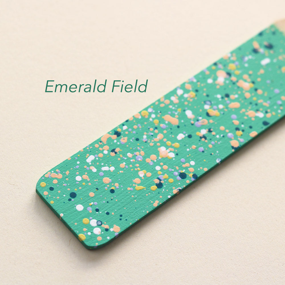 Sample paddle of Emerald Field colour way for kilo papa studio's hand painted frames