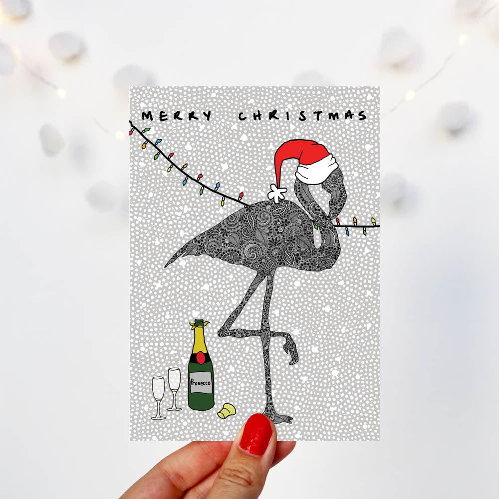 Party Flamingo Christmas Card