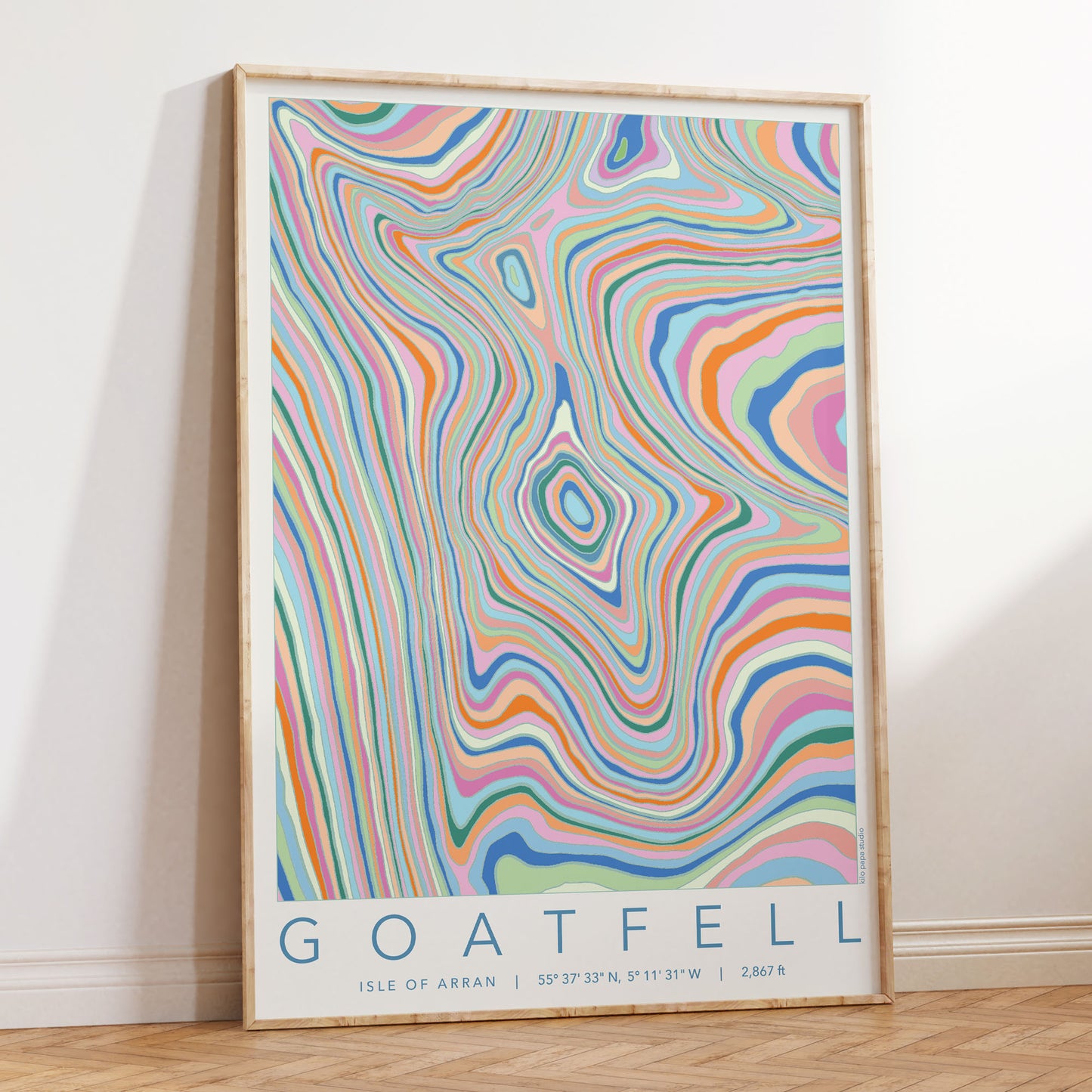 Goatfell Colourful Topography Print