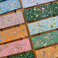 10 sample tiles of hand painted frame colours