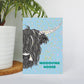 Highland Cow Colourful Moving Card in Blue