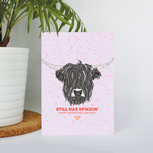 Highland Cow "Nae Spikkin" Funny Valentines Day Card