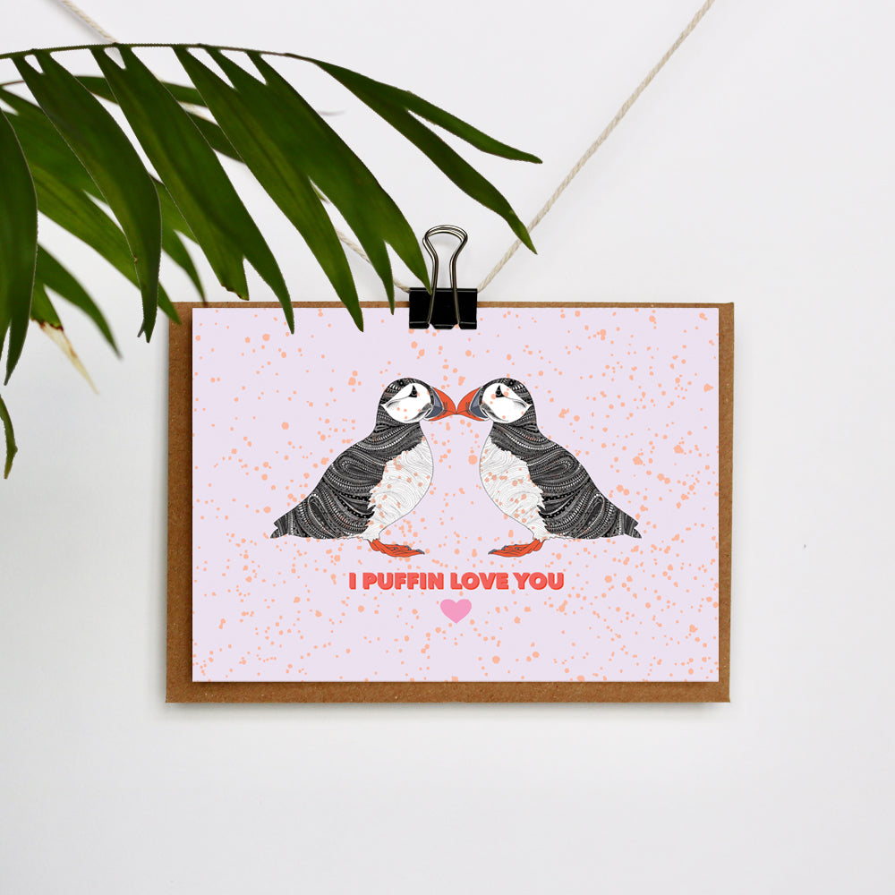 Puffins "I Puffin Love You" Valentines Day Card