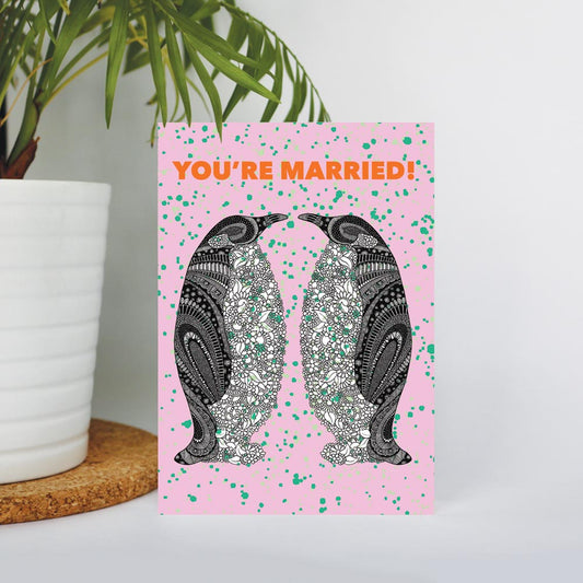 You're Married Colourful Wedding Card