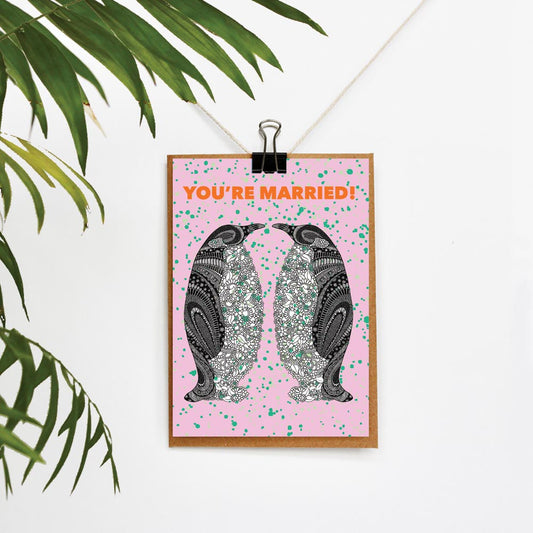You're Married Colourful Wedding Card