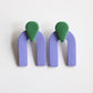 Long Arch Studs in Lilac & Pine Green