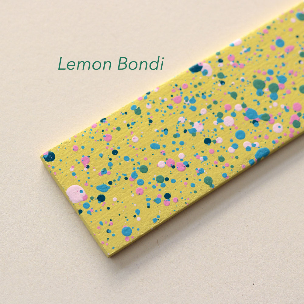 Sample paddle of Lemon Bondi colour way for kilo papa studio's hand painted frames