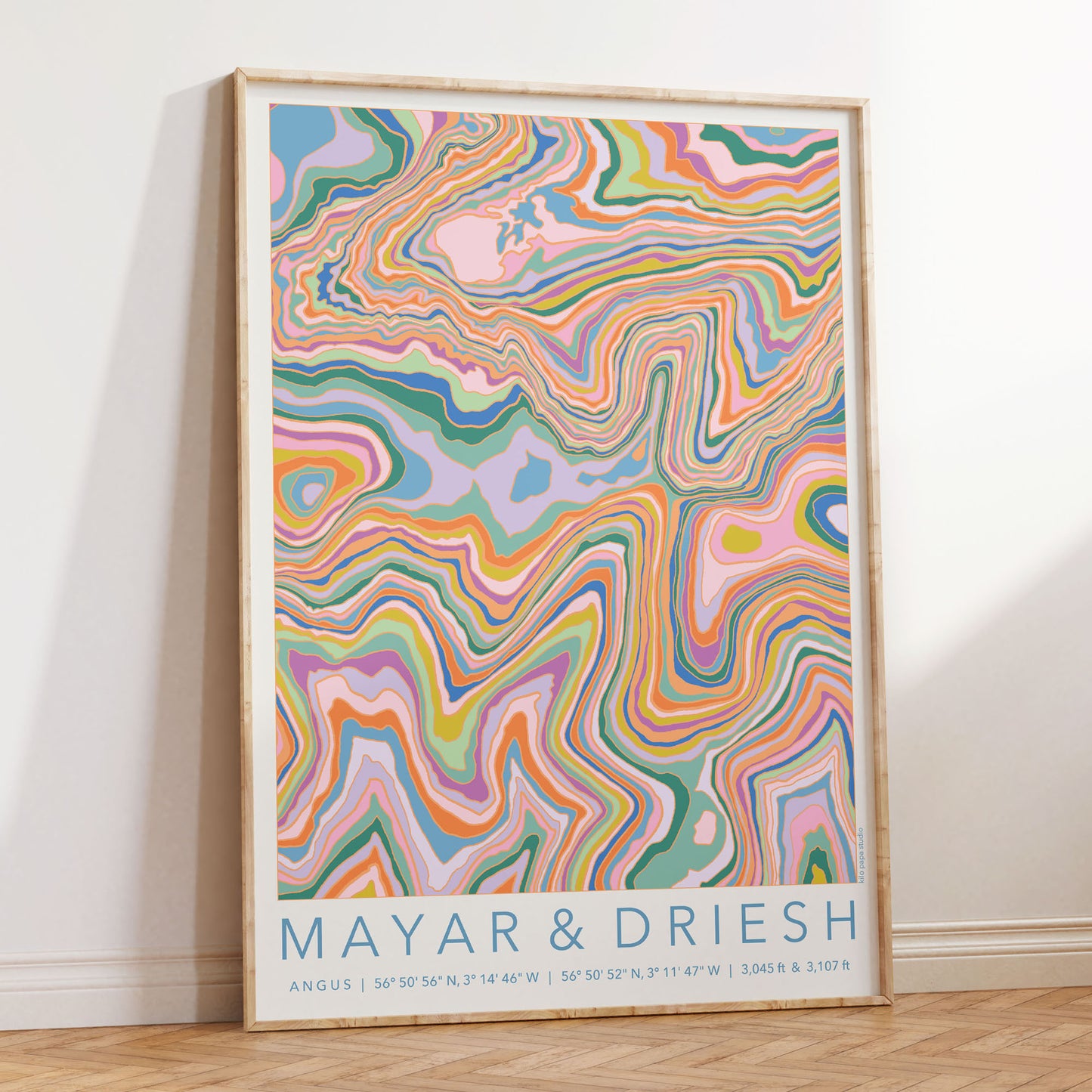 Mayar & Driesh Colourful Topography Map Print