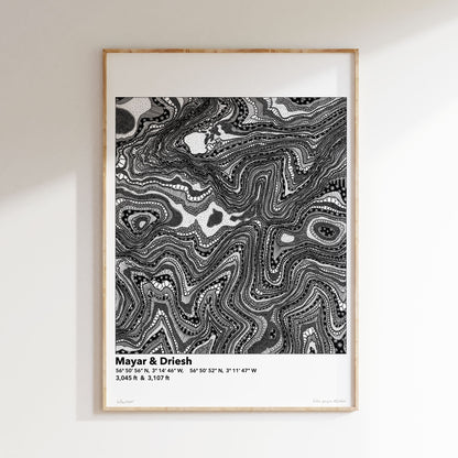 Mayar & Driesh Topography Map Print
