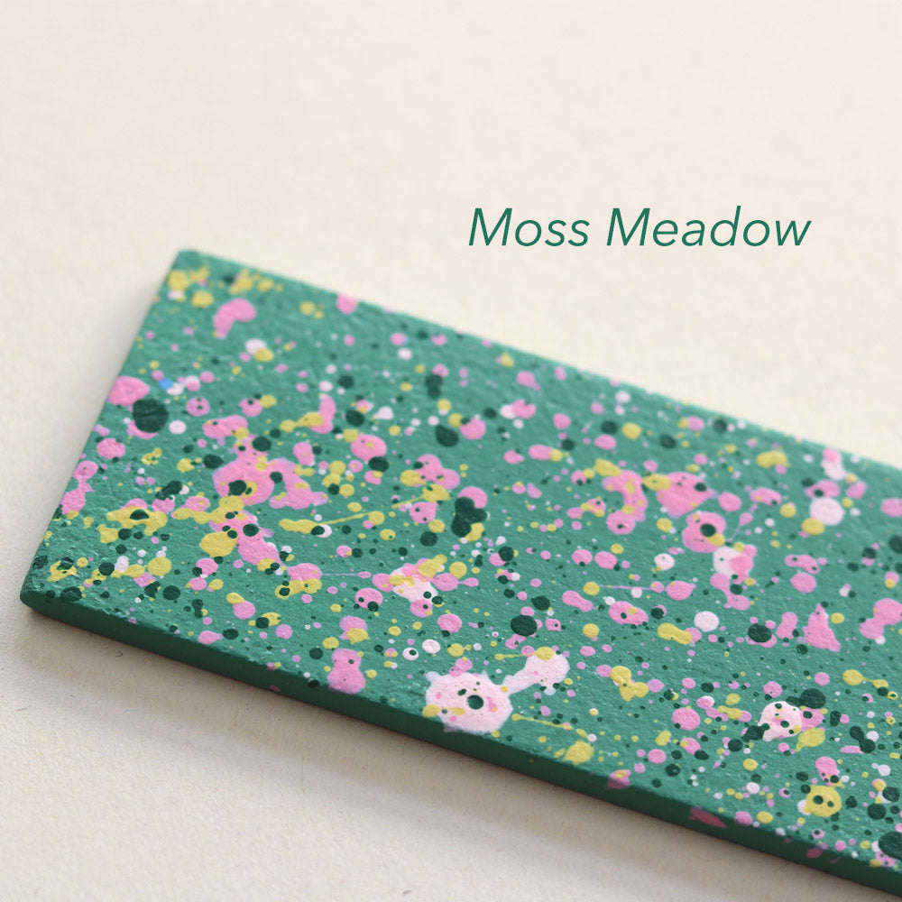 Sample paddle of Moss Meadow colour way for kilo papa studio's hand painted frames