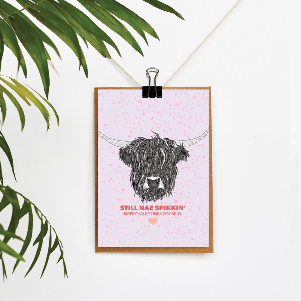 Highland Cow "Nae Spikkin" Funny Valentines Day Card