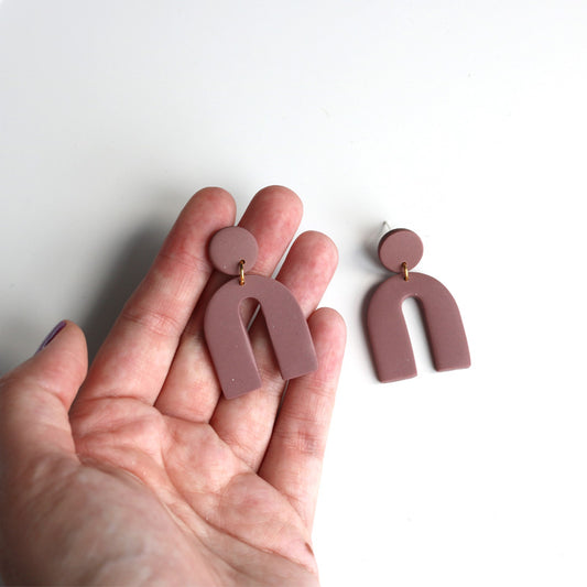 Arch Dangles in Dusty Pink