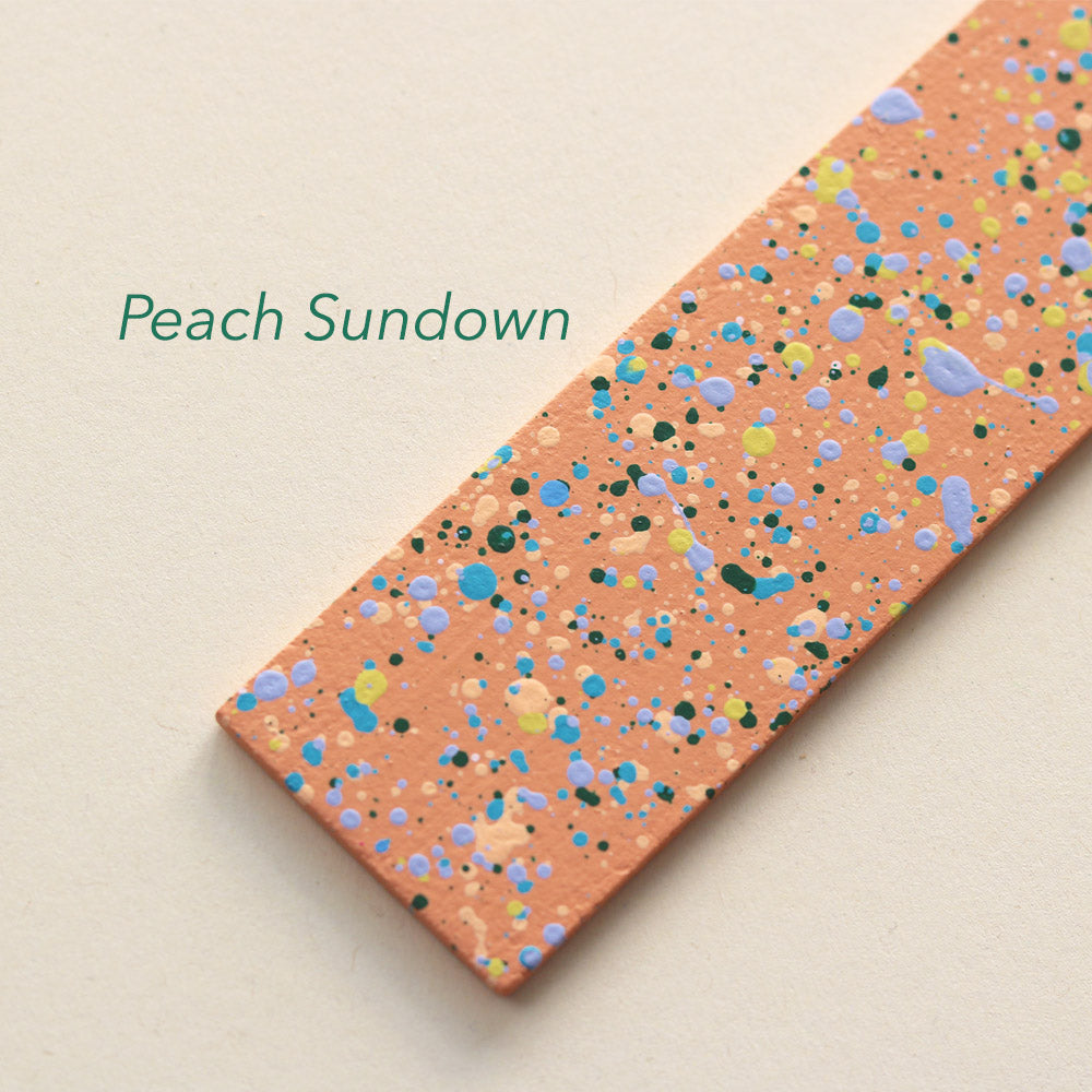 Sample paddle of Peach Sundown colour way for kilo papa studio's hand painted frames