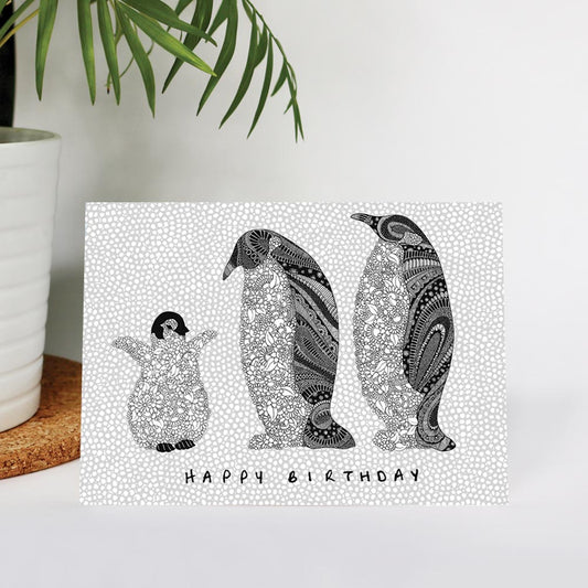 Penguin Family Birthday Card