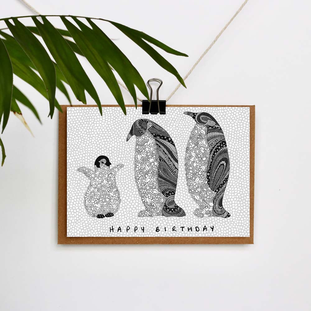 Penguin Family Birthday Card