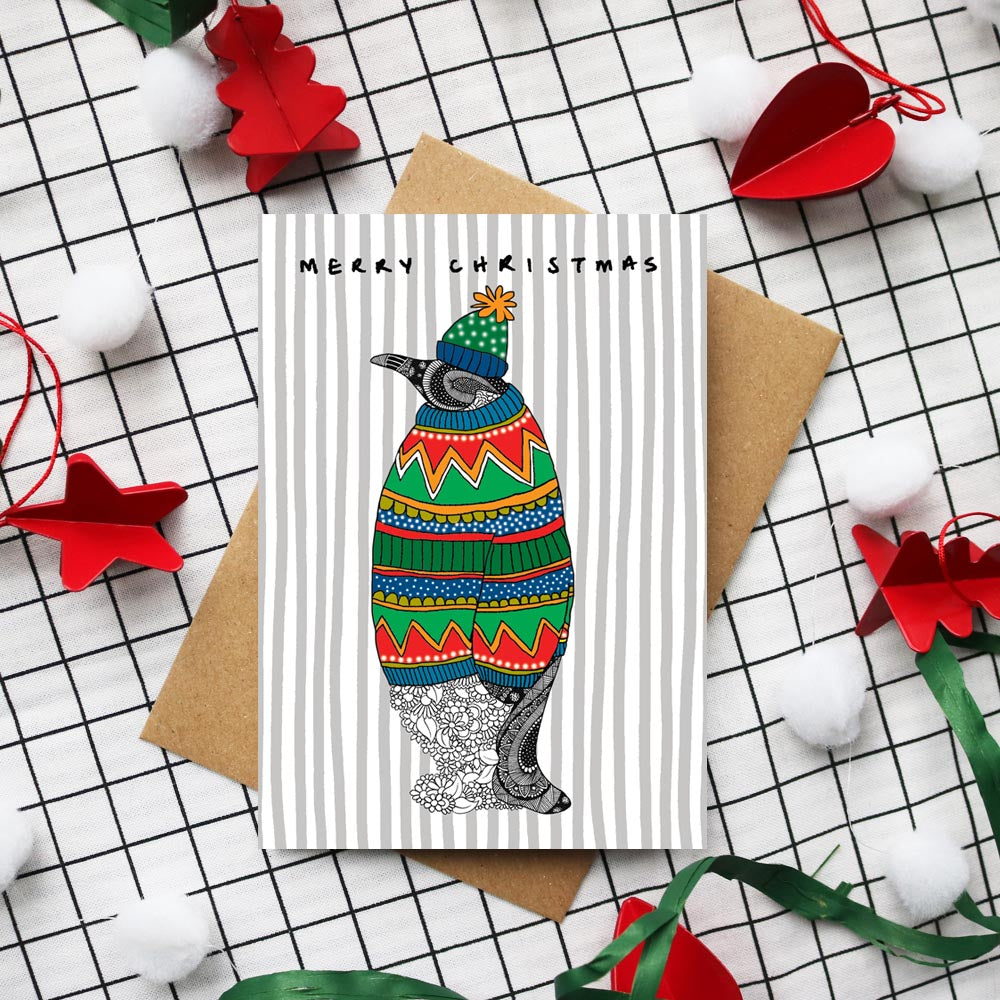 Penguin in Jumper Christmas Card
