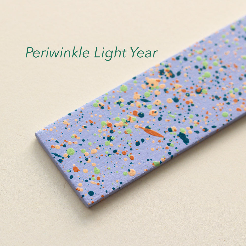 Sample paddle of Periwinkle Light Year colour way for kilo papa studio's hand painted frames