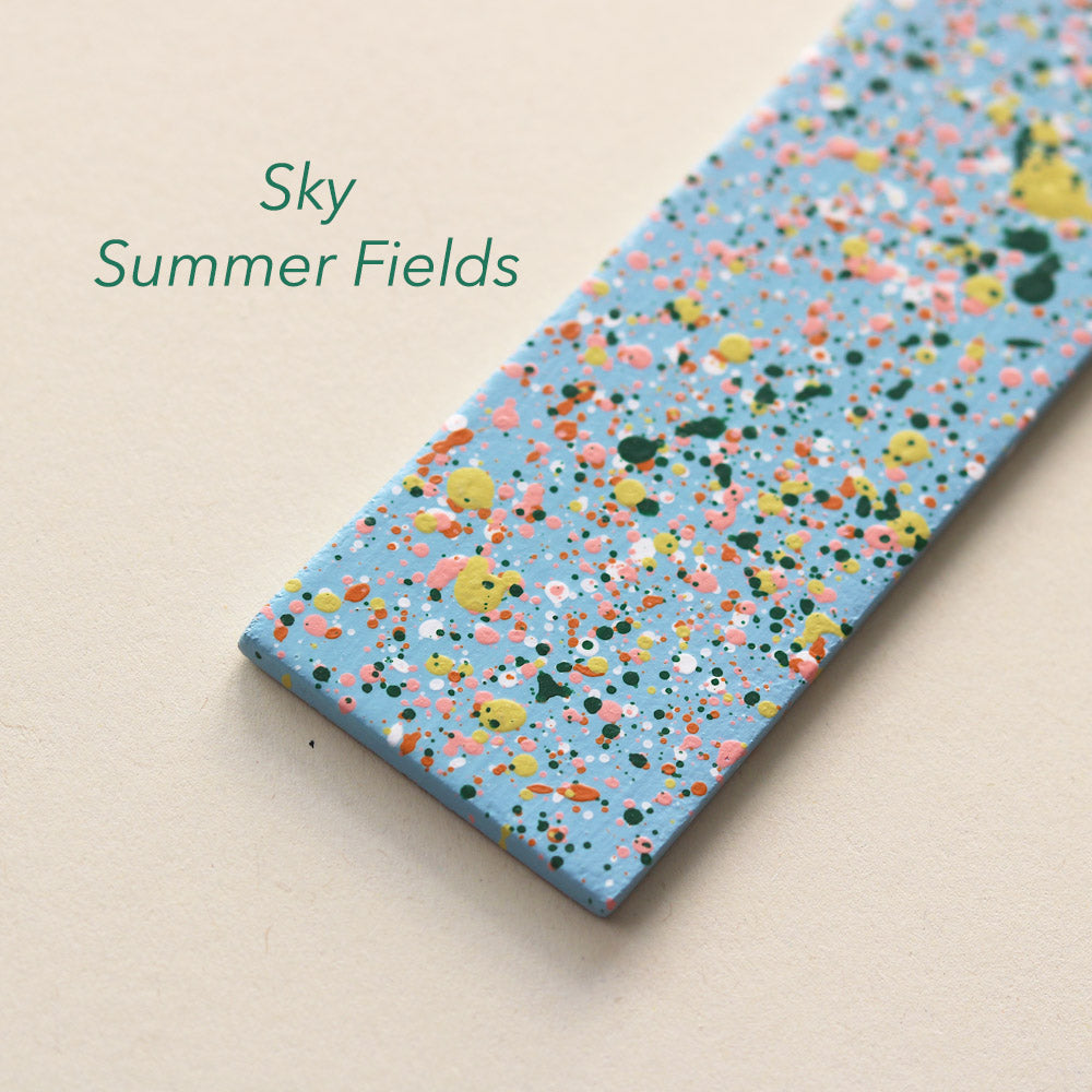 Sample paddle of Sky Summer Fields colour way for kilo papa studio's hand painted frames