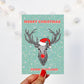 Stag's Head Colourful Christmas Card