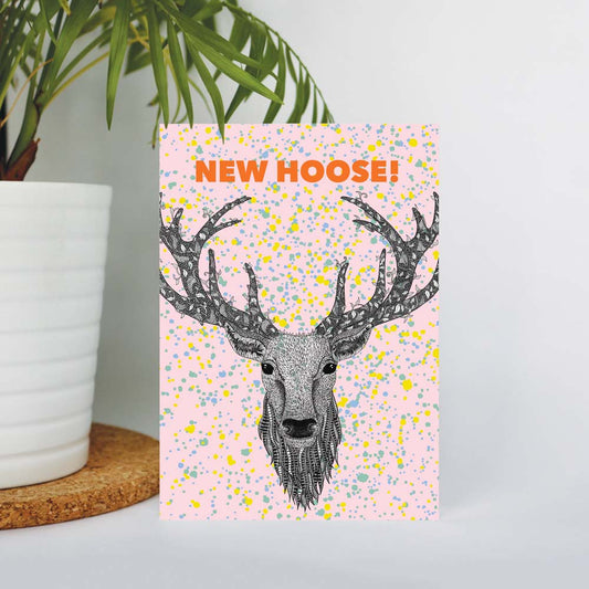 Stag's Head Colourful New Home Card