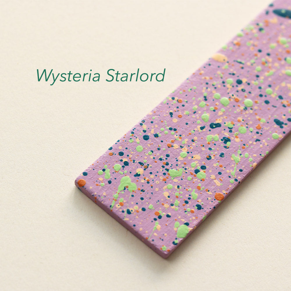 Sample paddle of Wysteria Starlord colour way for kilo papa studio's hand painted frames